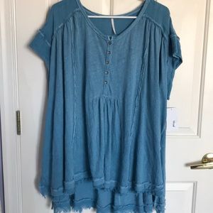 Free People Ocean Blue Tunic Top. NWT
